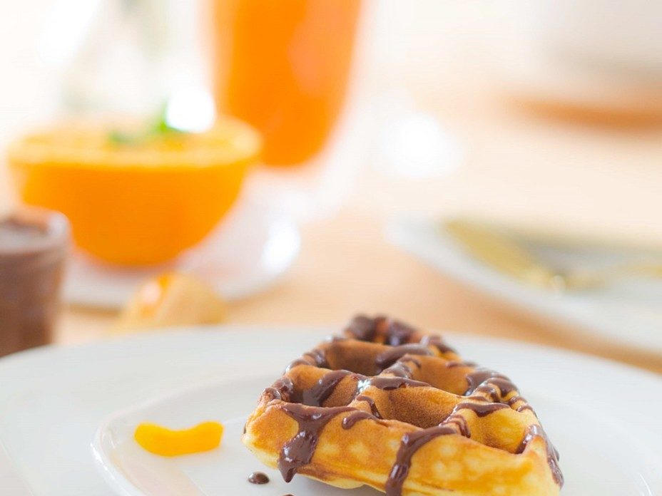 Foodistas Frühstück Waffeln mit Nuss Nougat Creme