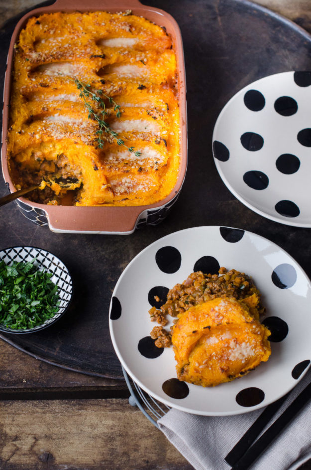 Shepherd’s Pie mit Süßkaroffeln und Linsen