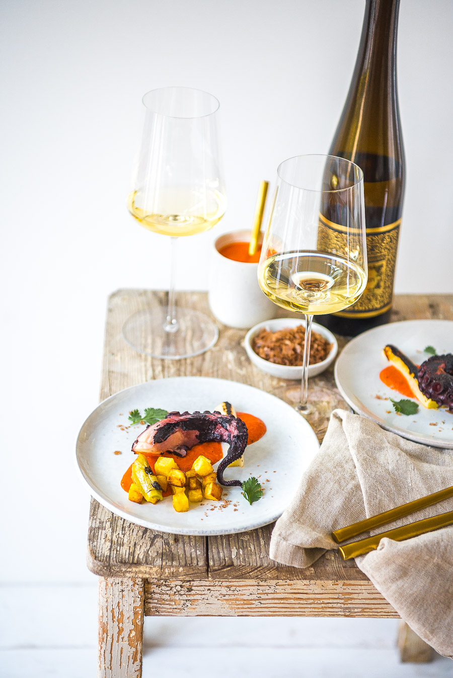 Sous vide Pulpo geräucherte Paprika Röstkartoffeln und geflammter Lauch (20 von 37)