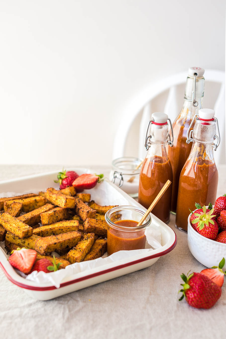 selbstgemachter Erdbeer-Curry Ketchup mit Polenta Fritten, Polenta ...