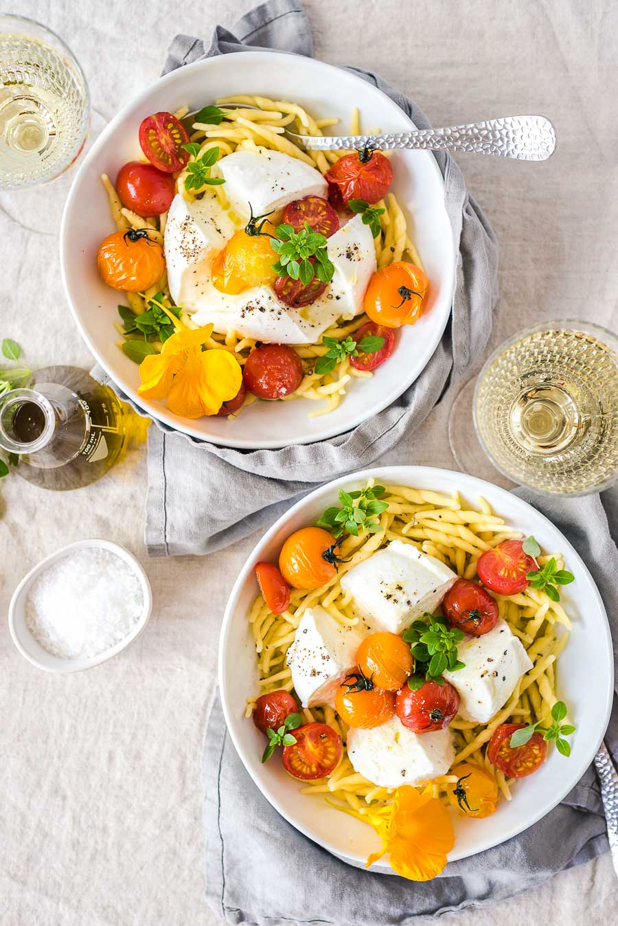 Rezept für Pasta Caprese, schnelle Feierabendküche, Pastarezepte