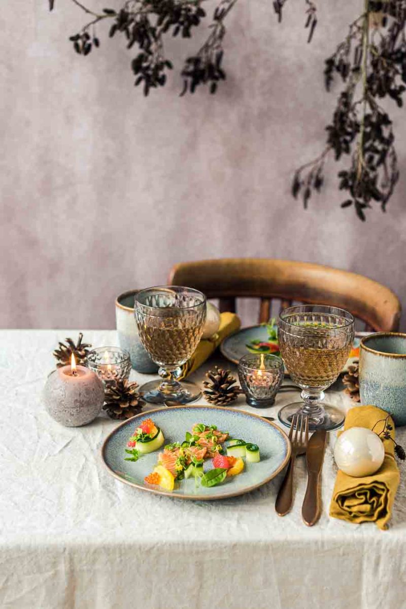 Rezept gebeizter Lachs mit Gurke und Zitrusfrüchten, Weihnachtsmenü ...