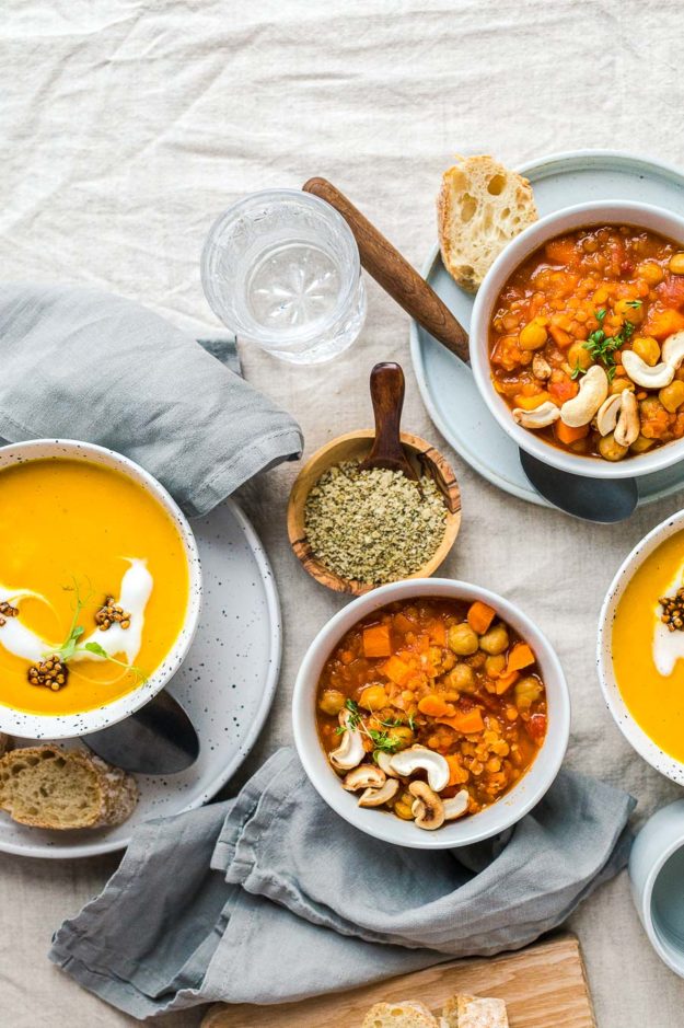 Süßkartoffelsuppe mit Buchweizenkrokant