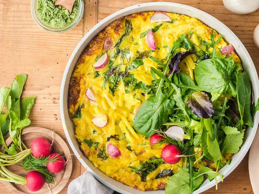 Radieschen Wildkräuter Tortilla