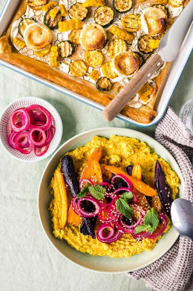 Gartenparty geröstet Möhren und Zucchini Quiche