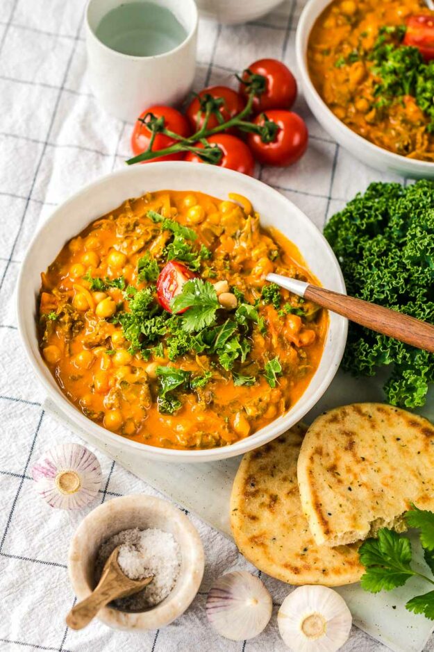 cremiges Grünkohl-Kichererbsen-Curry